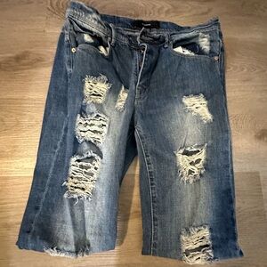 Men’s STAMPD Blue Jeans Size 31” X 32” Distressed Preowned